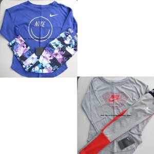 4pc Nike Girls 6X Leggings & Long Sleeve Tops Winter Fall Smiley Purple